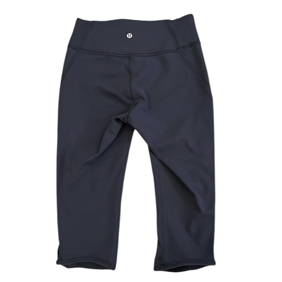 Lululemon Love Knot High Rise Capris Black Hidden Pocket Mesh Panels Size 6 - Picture 5 of 14